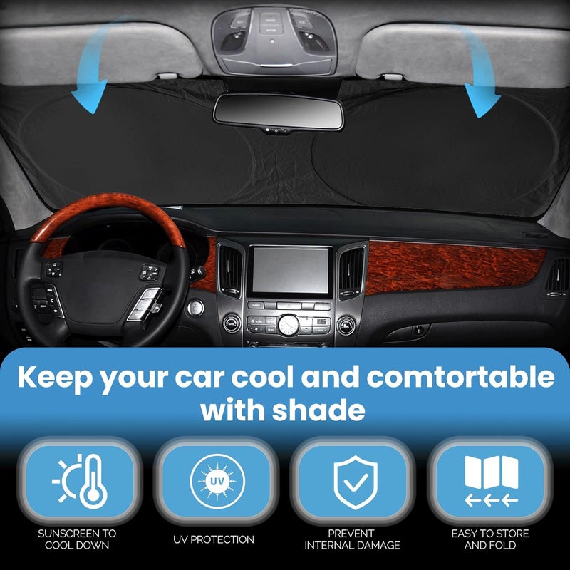 INSAUTO Custom Fit Venza Windshield Sunshade for 2021 2022 2023 2024 2025 Toyota Venza, LE, XLE, Limited, SUV Accessories Front Window 210T Reflective Shield Cover for Windshield Sun Visor Protector Blocks UV - Image 3